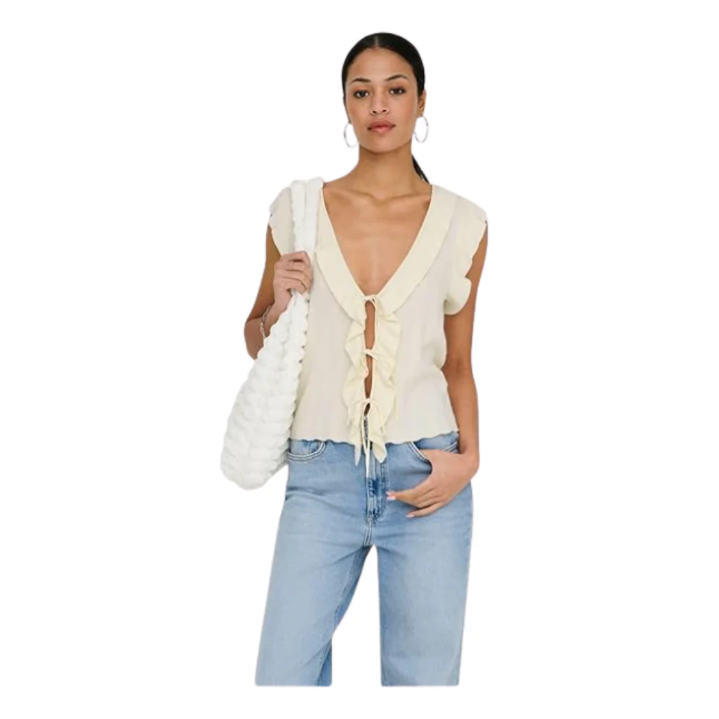 TOP ONLY ONLNELLY SL V-NECK STRING MUJER - Image 2